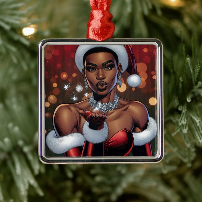Transgender Woman Festive Christmas   Ornament Aus Metall (Baum)