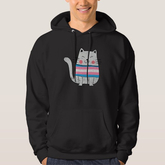 Transgenger Flag LGBTQ Cats Pride Cat Hoodie (Vorderseite)