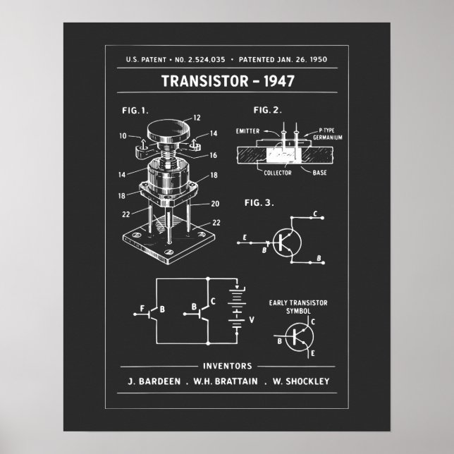 Transistor-Patent-Blueprint Poster (Vorne)