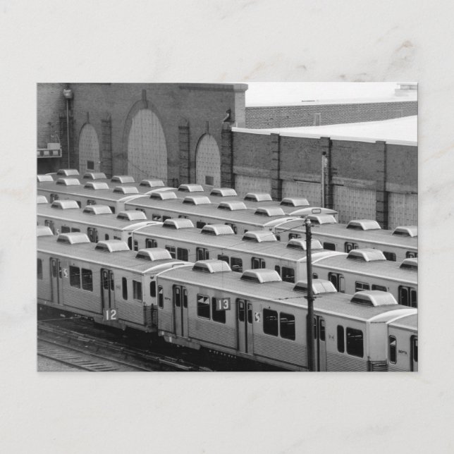 Transit M-3 Market Frankford Blue Line Cars Postkarte (Vorderseite)