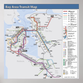 Transitkarte für Bay Area mit detaillierter Legend Poster