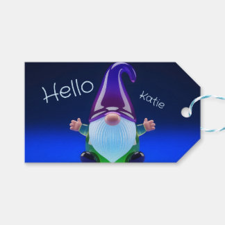 Translucent Glass Gnome Figurine with Custom Name Geschenkanhänger