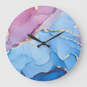 Translucent Hues Fluid: Alkoholtink Abstrakt Große Wanduhr
