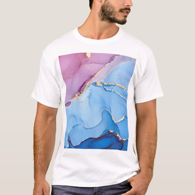 Translucent Hues Fluid: Alkoholtink Abstrakt T-Shirt (Vorderseite)