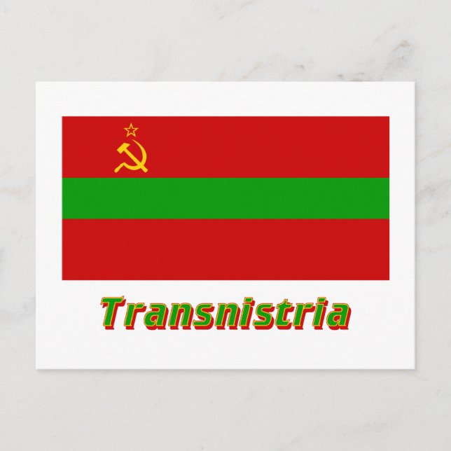 Transnistria-Flagge mit Namen Postkarte (Vorderseite)