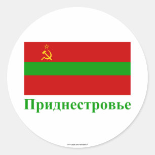 Transnistrien-Flagge mit dem Namen in russischer S Runder Aufkleber