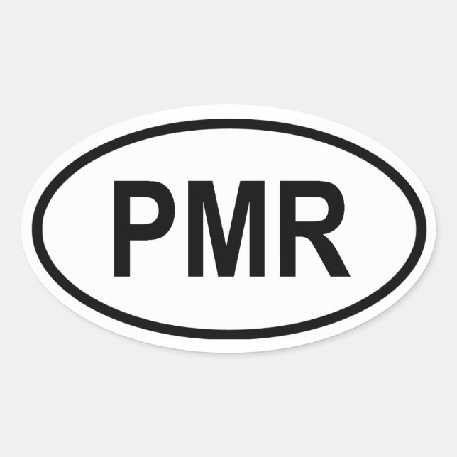 Transnistrien "PMR". Ovaler Aufkleber (Vorderseite)