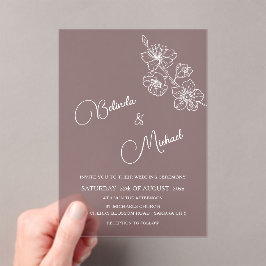 Transparent Burgundy White Floral | Wedding Acryleinladungen