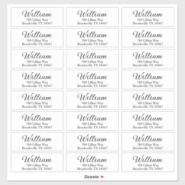 Transparent Modern Black & Clear Return Address Aufkleber (Blatt)