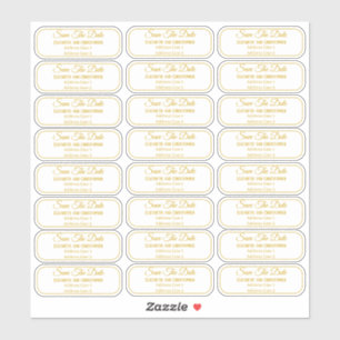 Transparent Save The Date Gold Rücksendeadresse Aufkleber