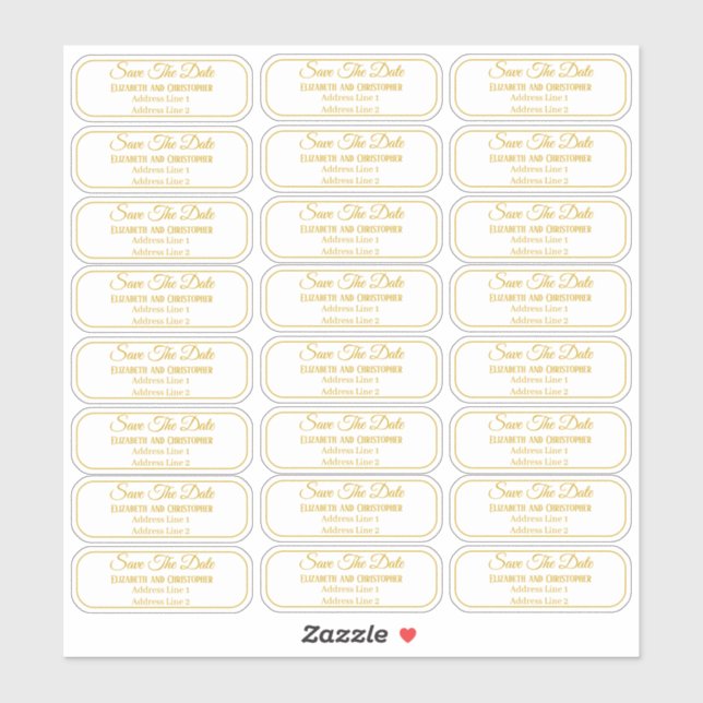 Transparent Save The Date Gold Rücksendeadresse Aufkleber (Blatt)