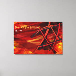 Transparent Star Red Bar Bat Mitzvah Sign-In Board Leinwanddruck