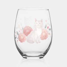 Transparente Brille mit Katze und Pfennig Weinglas Ohne Stiel