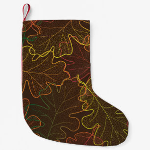 Transparente Eichen-Blätter, Herbstmuster. Kleiner Weihnachtsstrumpf