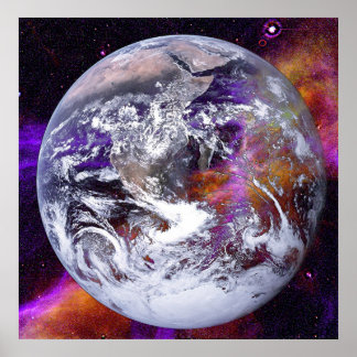 Transparente Erde im Nebel Poster