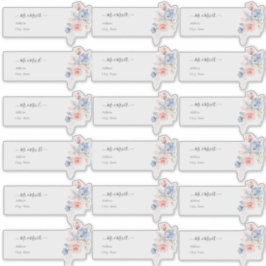 Transparente Gastadresse Blush Blue H2 Blume Aufkleber