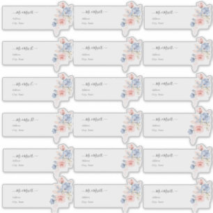 Transparente Gastadresse Blush Blue H2 Blume Aufkleber