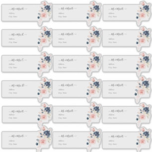 Transparente Gastadresse Blush Navy H2 Blume Aufkleber