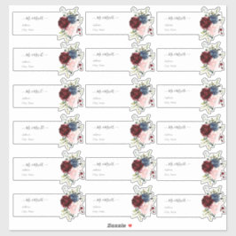 Transparente Gastadresse Burgundy Navy Aufkleber