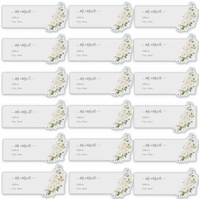 Transparente Gastadresse H2 Alabaster-Rose Aufkleber (Vorderseite)