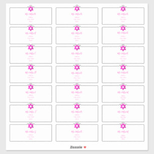 Transparente Gäste-Adressetiketten, Hot Pink Aufkleber