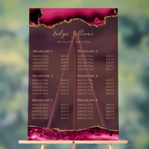 Transparente Goldpreis-Liste von Crimson Gold Acrylschild