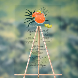 Transparente italienische Hochzeitcocktails Acrylschild