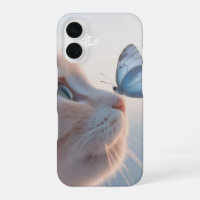 Transparente Katze und Blue Butterfly Phone Case