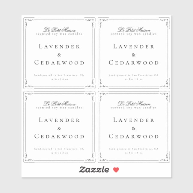 Transparente, klassische Swirl-Kerzenverpackung Aufkleber (Blatt)