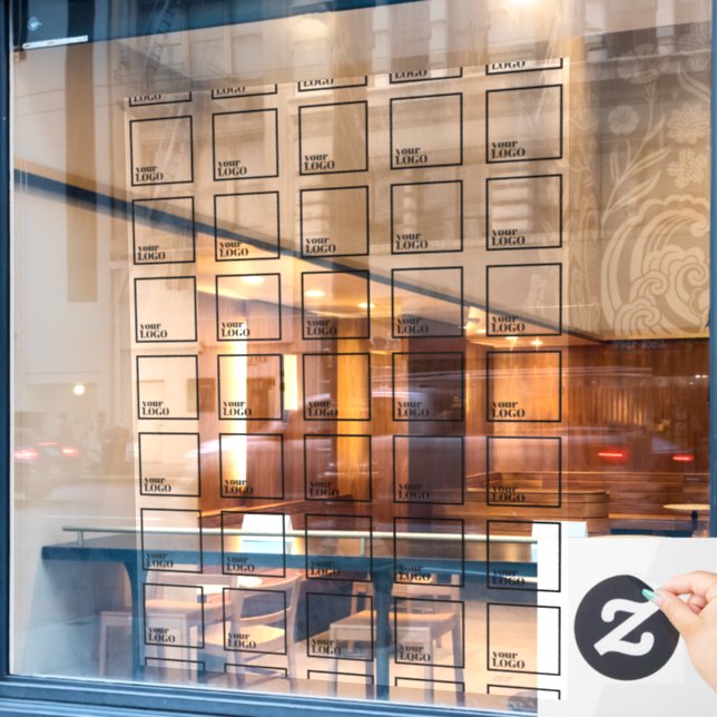 Transparente Logo-Fensterklammer - Fliesendesign Fensteraufkleber (Café-Fenster)