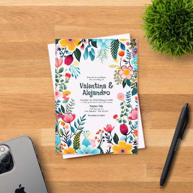 Transparente mexikanische Fiesta-Blume Hochzeit Acryleinladungen (Insitu (Einladungskarte))