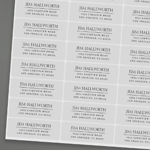 Transparente moderne Schwarz-Weiß-Rücksendeadresse Aufkleber