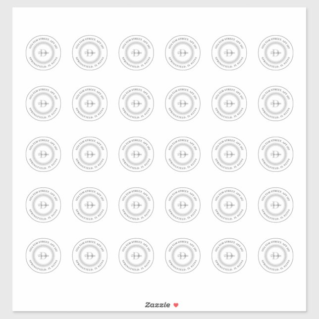 Transparente monogramm klare Rücksendeadressen-Auf Aufkleber (Blatt)