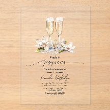 Transparente Perlen und Prosecco-Brautparty