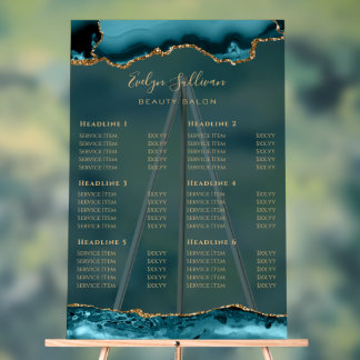 Transparente Preisliste für Aquamarine Gold-Agate Acrylschild