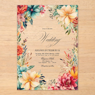 Transparente romantische Hochzeit der mexikanische Acryleinladungen