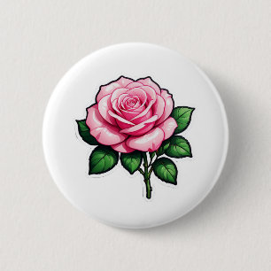Transparente Rosa-Blume-Aufkleber Button