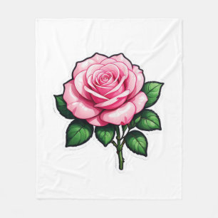 Transparente Rosa-Blume-Aufkleber Fleecedecke