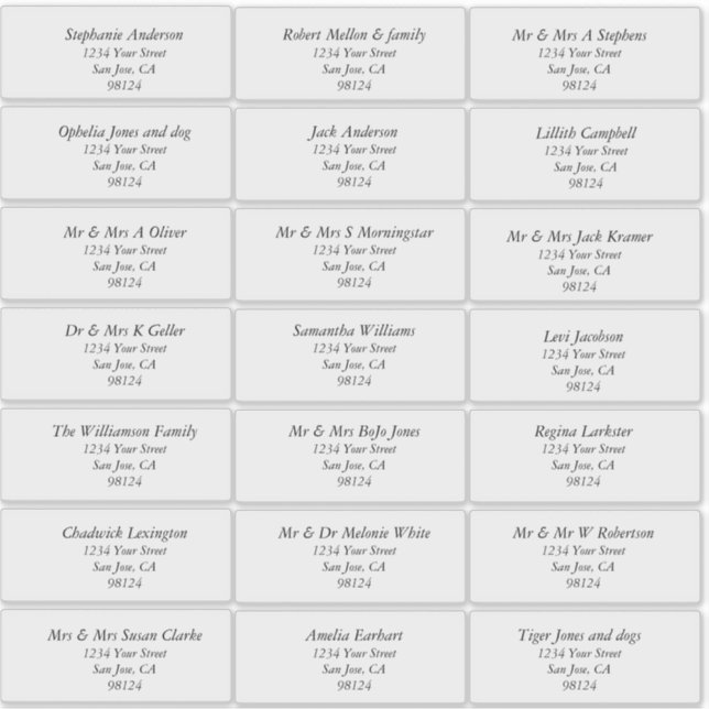 Transparente Schlichte Empfängeradressen Aufkleber (Vorderseite)