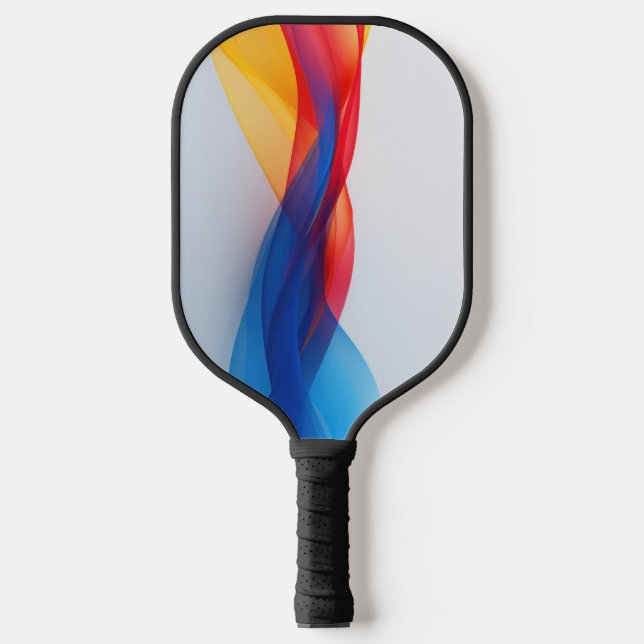 Transparente schwebende Formen in Primärfarben Pickleball Schläger (Vorderseite)