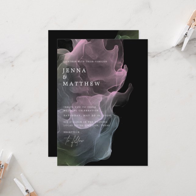 Transparente Seide Moderne Hochzeit Einladung (Vorderseite/Rückseite Beispiel)