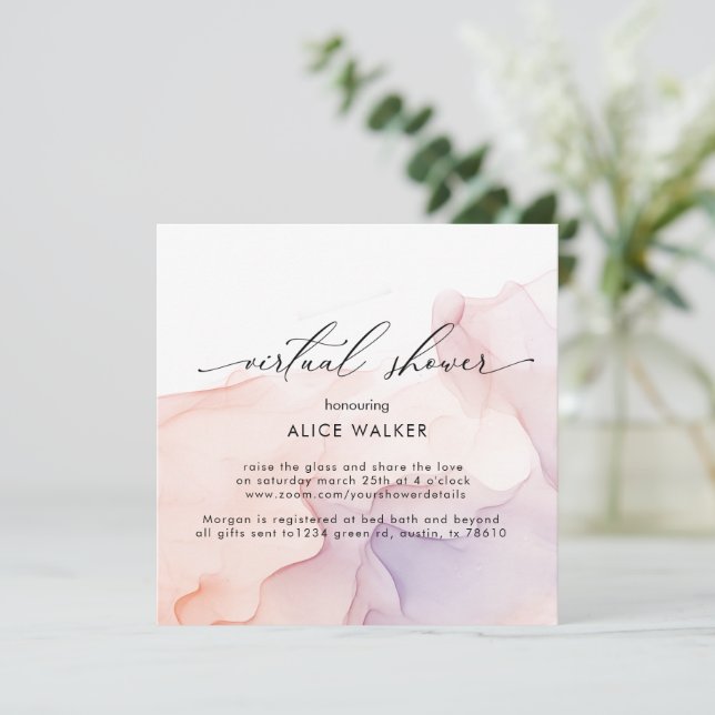 Transparente Seidendusche - Einladung (Stehend Vorderseite)