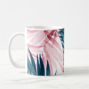 Transparente tropische Farbe: Abstrakte Wasserfarb Kaffeetasse