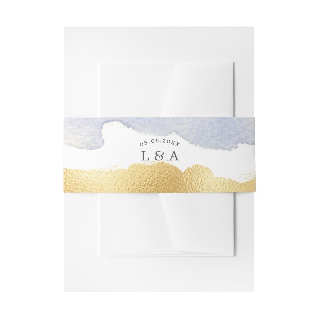 Transparente Wasserfarbe Blau Imitate Hochzeit Einladungsbanderole (Vorderseite Beispiel)