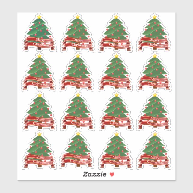 Transparente Weihnachtsbaum Vinyl Stickers Aufkleber (Blatt)