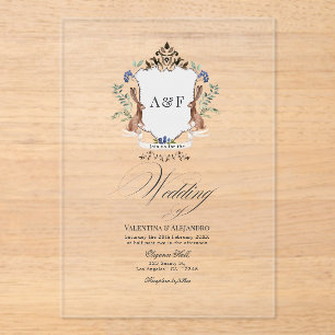 Transparente Whimsical Woodland-Hochzeit mit Kanin Acryleinladungen