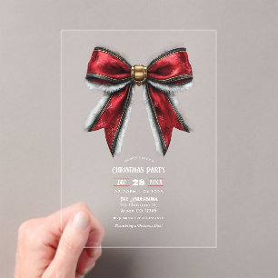 Transparenter Eleganter Roter Schleife Weihnachtsf Acryleinladungen
