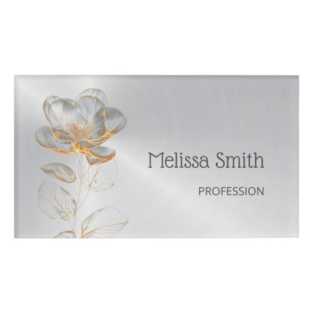 Transparenter Gold-Blume-Silber Namenschild (Vorderseite)