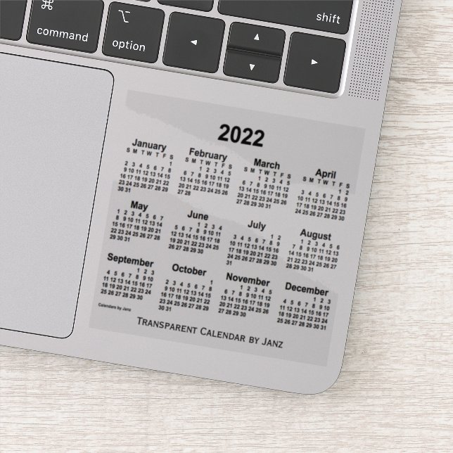 Transparenter Kalender 2022 von Janz Aufkleber (Detail)