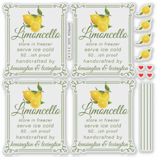 Transparenter Limoncello-Preis für 4 Etiketten (Vorderseite)